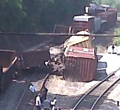 The train derailed just before 11:00 a.m. at the intersection of Natalie Boulevard and East Lee Highway in Loudon.